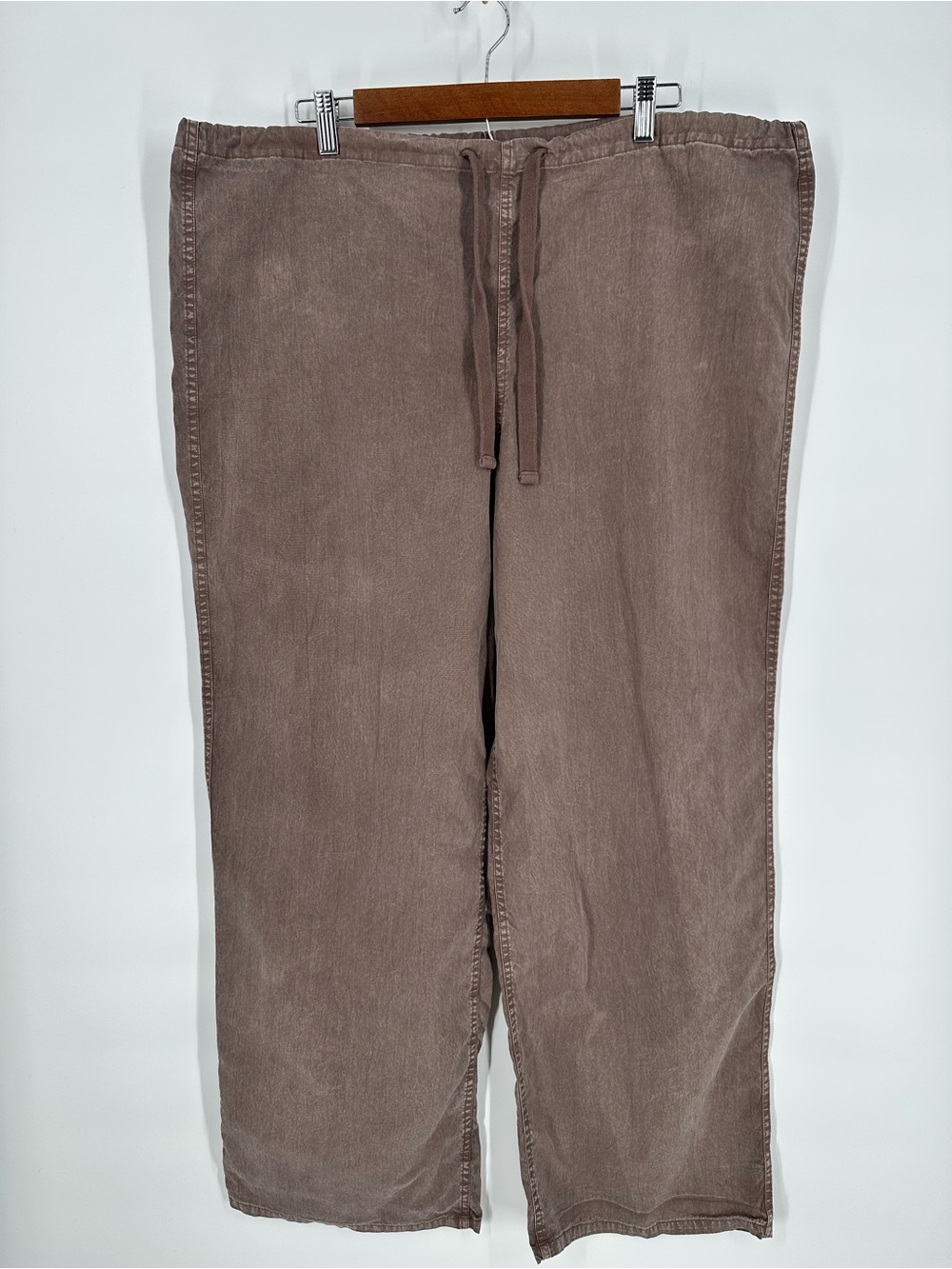 SKIMS Poplin Oversized Wide Straight Leg Drawstring Brown Pants Cotton Blend